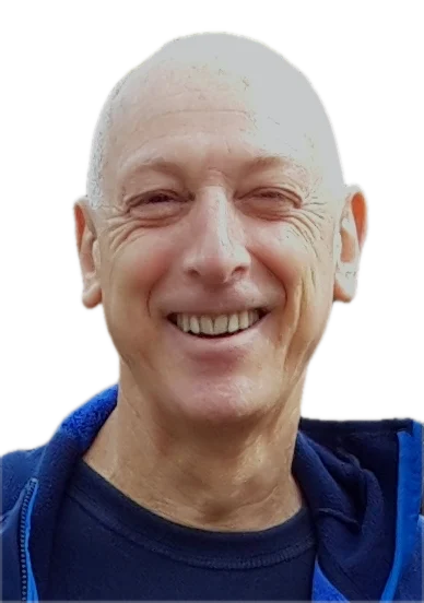 ד״ר דיויד וינוגרד צוחק, בסוודר כחול